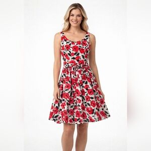 Glensport sleeveless A - line floral dress. Cotton with crinoline lined. Size 14